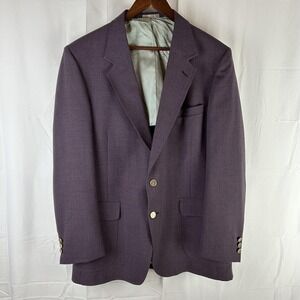 ARNIE‎ Blazer Mens 44L Purple Wool Blend Coat Two Button Gold Umbrella Buttons